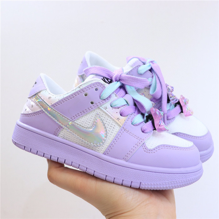 Youth Running Weapon Air Jordan 1 Low Purple/White Shoes 088